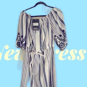 Adorable Navy and White Pullover Dress.